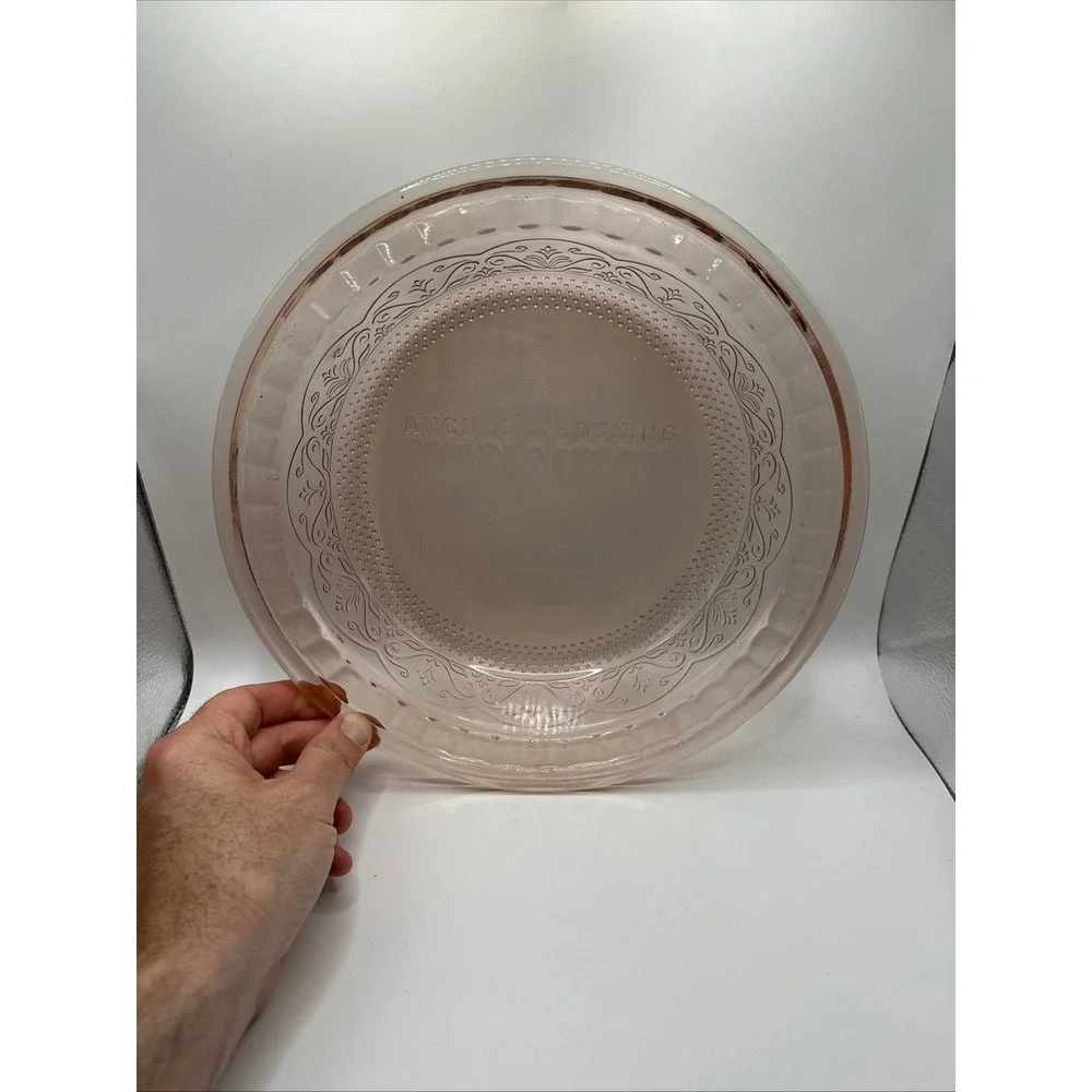 Anchor Hocking Pink Depression Glass Pie‎ Dish Coronation Pattern 9.25 Inch